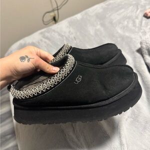 UGG Black Cozy Slip-Ons with Woven Trim